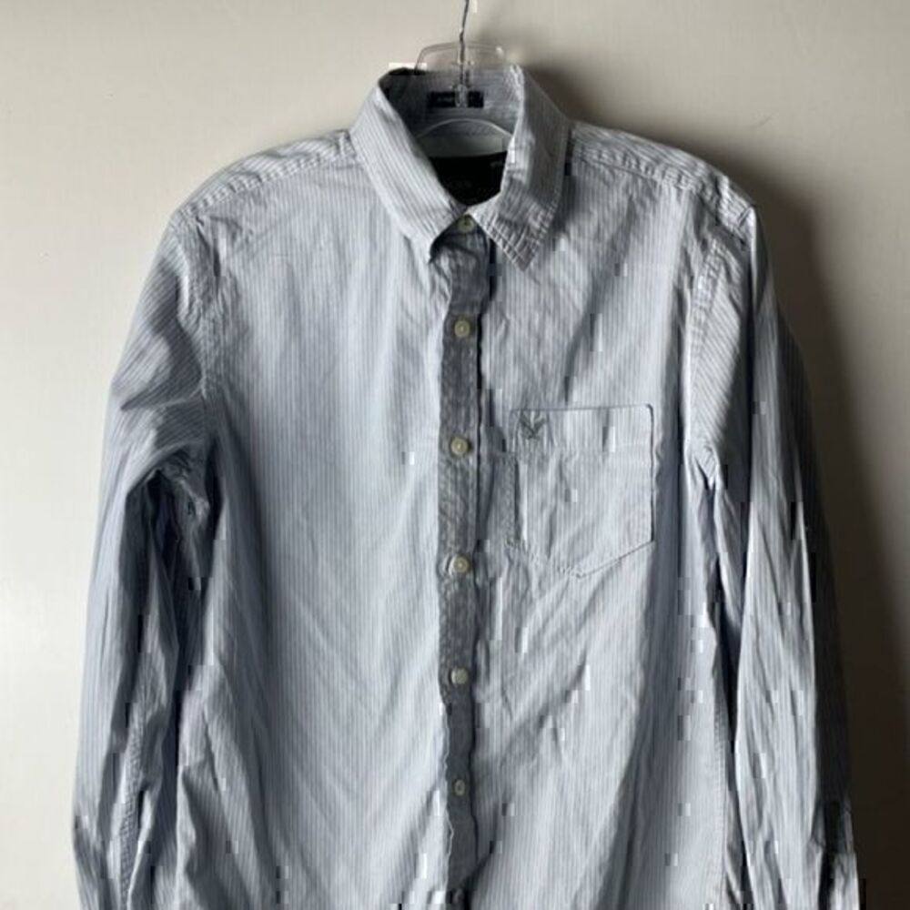Men’s American Eagle Gray & White Button Down Collar shirt size Small